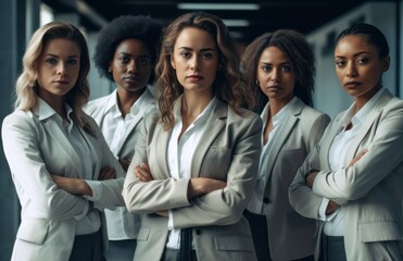 Fototapeta premium Group of confident female executives ,looking at the camera. Generative AI