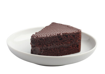 Fototapeta na wymiar Chocolate cake in plate on white background