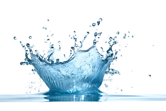 Luxurious splash blue transparent water on white background. Generative AI