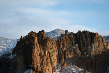 Fototapeta na wymiar Oregon High Desert Rocks with a Dusting of Snow