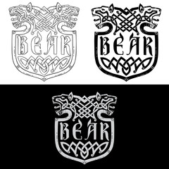 Set of banners in Celtic style.Banners with animal muzzle.