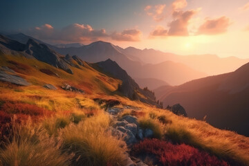 sunset in the mountains- made with generative ai