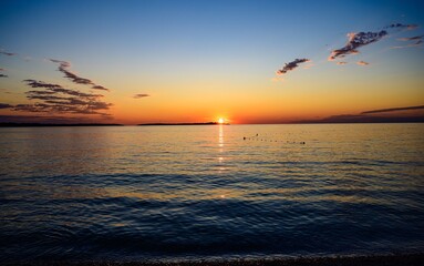 Beautiful sunset in Fazana nearby Pula. Istra, Istria. Croatia