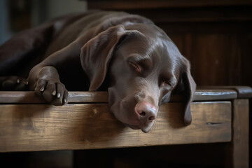 Sad Dog looking outdoor. Generative AI