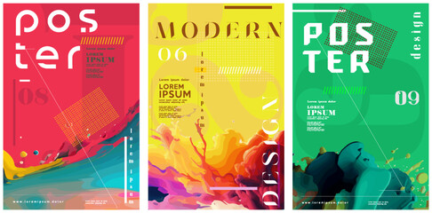 Mega collection of posters. Poster layout design. Letters. Alphabet. Template poster, banner, magazine mockup.