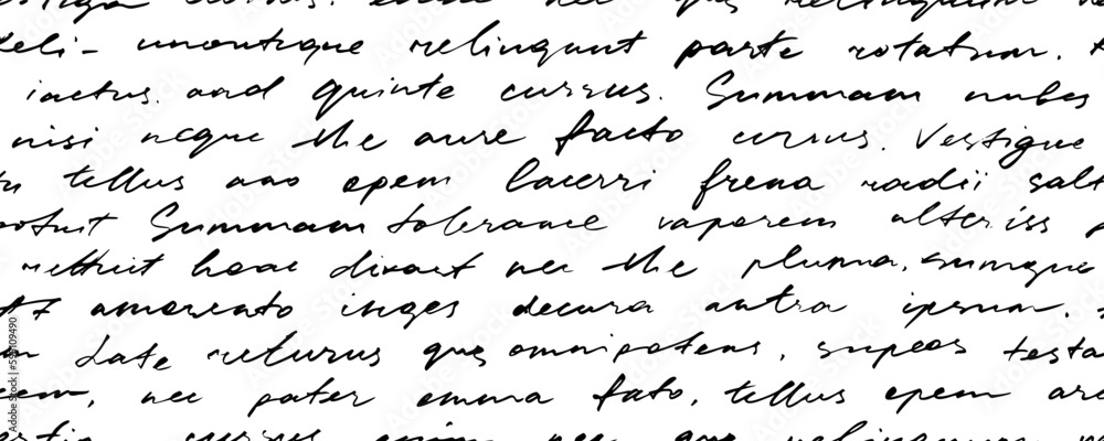 Fototapete seamless pattern with abstract writing and strikethroughs. handwritten vector unreadable words. mono
