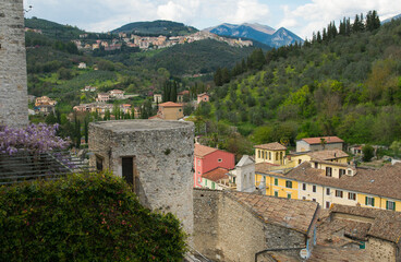 Fototapeta na wymiar Beautiful panorama from Arrone medieval town in Valnerina Umbria Italy