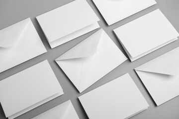 Blank white cards with envelope mockup template