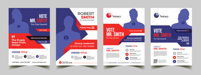 Political vote election campaign flyer & poster template. editable promotion poster, brochure leaflet layout vector.   - obrazy, fototapety, plakaty