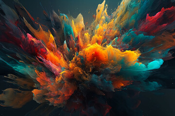 Fototapeta na wymiar A colorful painting of a paint explosion. Generative AI