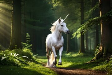 Naklejka na ściany i meble white horse in the woods