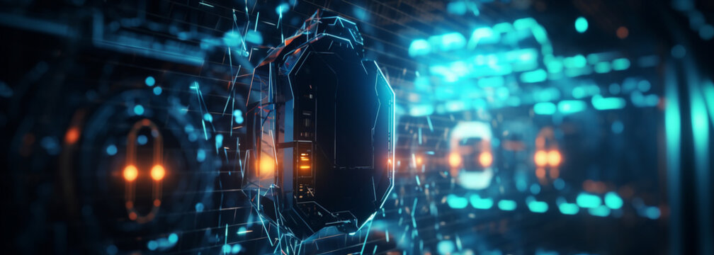 Holograms in a futuristic, high tech room 