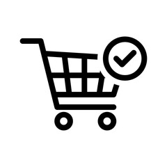 Shopping cart with check mark icon