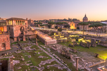 Fototapeta na wymiar Rome, Italy overlooking Trajan's Forum