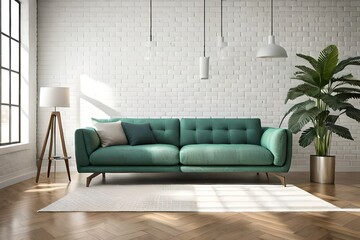 Couch oder Sofa im Wohnzimmer Mockup