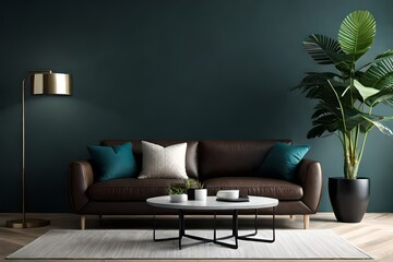 Fototapeta premium Couch oder Sofa im Wohnzimmer Mockup