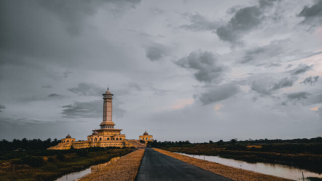 The view of the Pasai Samudera Museum, this museum is one of the buildings that stores various historical objects in it, Indonesia