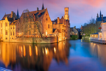 Fototapeta premium Bruges, Belgium on the Rozenhoedkaai River