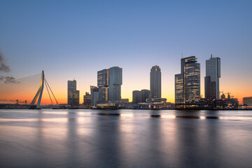 Naklejka na ściany i meble Rotterdam, Netherlands, City Skyline on the River