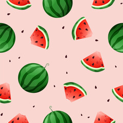 Sweet watermelon vector seamless pattern