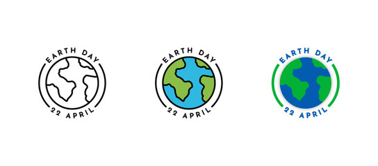 World Earth or planet day concept outline, color line, and flat design. 
