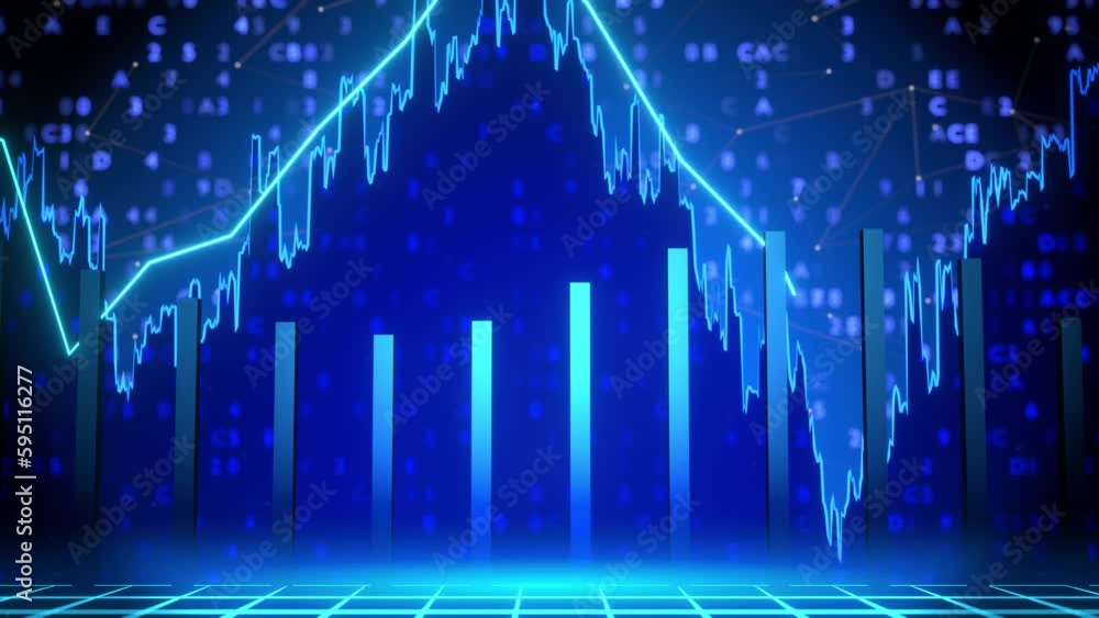 Aufkleber abstract stock market finance graphs with motion graph, chart bars and financial information. global