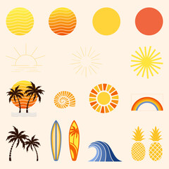vector set retro beach element.
