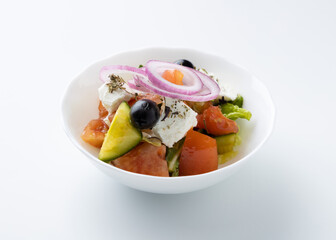 fresh vegetable salad on a white background