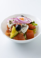 fresh vegetable salad on a white background