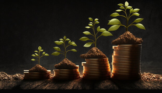 Business Growth Concept. business growth status symbolized by green plant. Based on Generative Ai.