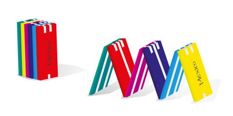 Traditional Mexican wooden toy magic boards colorful. Antique Mexican wooden toy. Tablitas Magicas.