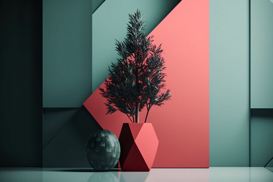 Modernes Stillleben Pflanze Architektur Generative AI