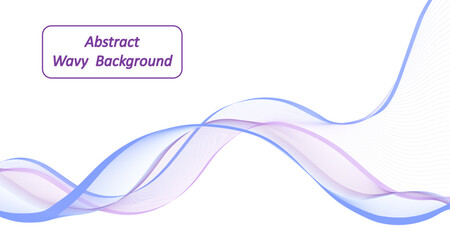 Air wind wave swirl, purple and blue undulate dynamic twist lines. Soundwave, smooth color flow, transparent curveisolated.  Abstract background, vector illustration