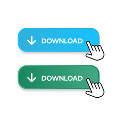3D download button icon. Download buttons. Upload icon. Down arrow bottom side symbol. Click here button. Save cloud icon push button for UI UX, website, mobile application.