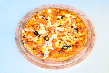 Delicious mixed pizza with rich content. Menu concept of choice and diversity. Karisik pizza