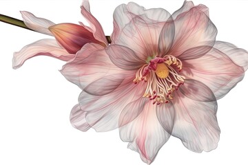 Obraz premium delicate pink and white flower on a clean white background. Generative AI
