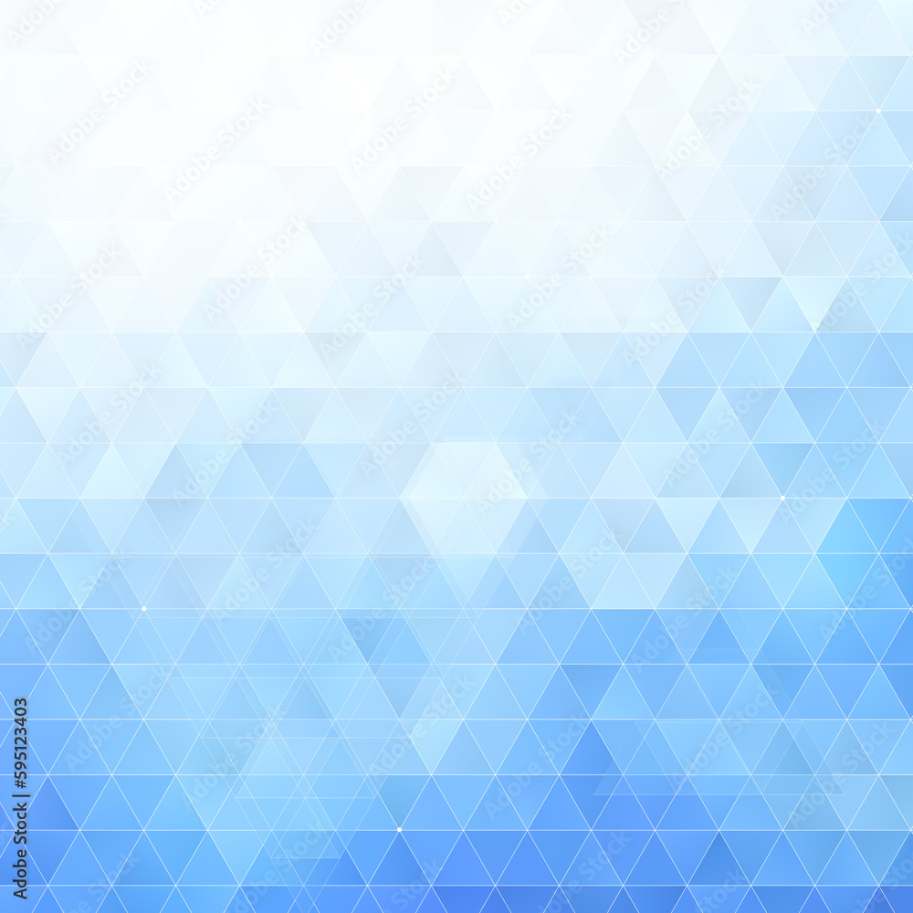 Poster abstract background made of many white, light blue and blue triangles. high resolution full frame ge