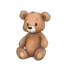brown teddy bear hand drawn illustration children's book art stufffed animal