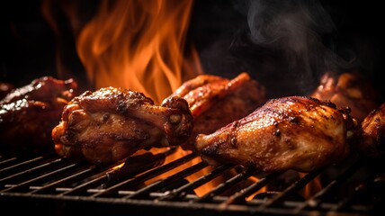 Smoky BBQ Chicken Wings on a Grill