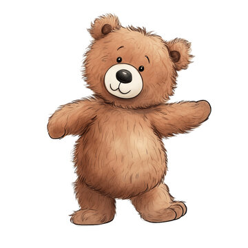 Naklejki brown teddy bear hand drawn illustration children's book art stuffed animal