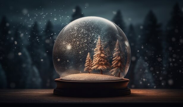 Christmas Snow globe Snowflake with Snowfall. Generative AI
