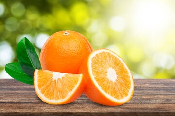 fresh juicy orange fruits on table