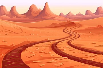 Naklejka premium winding road traversing a majestic desert landscape. Generative AI