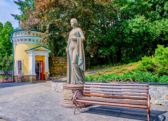 The statue to Polish countess Zofia Potocka on the main alley in Sofiyivsky Park in Uman, Ukraine