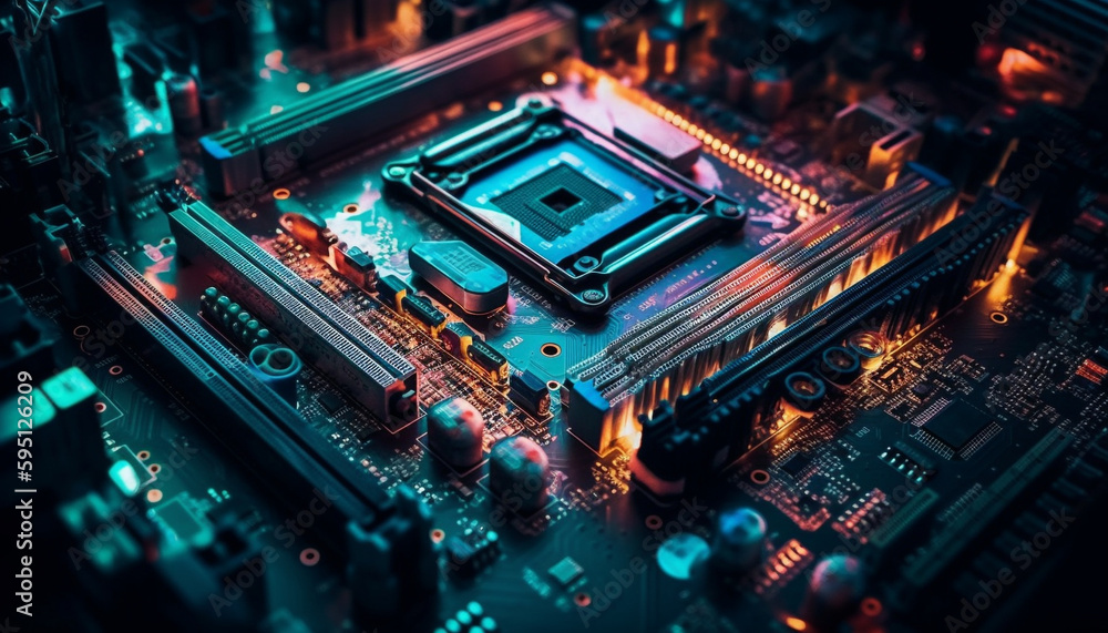 Poster complexity of computer chip circuit board generated by ai