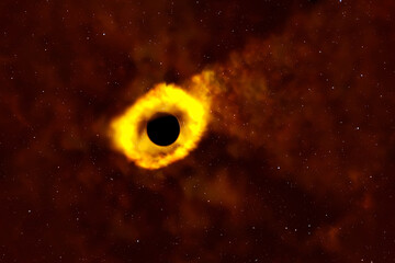 A black hole swallowing galaxies. Elements of this image furnished NASA.