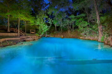 Morgan Spring Illuminated at Night on the Withlacoochee River in Florida