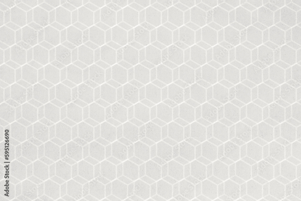Poster light gray geometric 3d hexagon shapes on a grey textured paper background. high resolution full fra