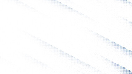 Abstract blue halftone gradient line shape patterns on white with copy space. Dotted background for template, brochure, business card, web page etc.