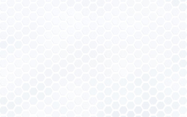 Light gray hexagon grid pattern on white. Technology, connection and data concept. High resolution full frame abstract and modern background with copy space.